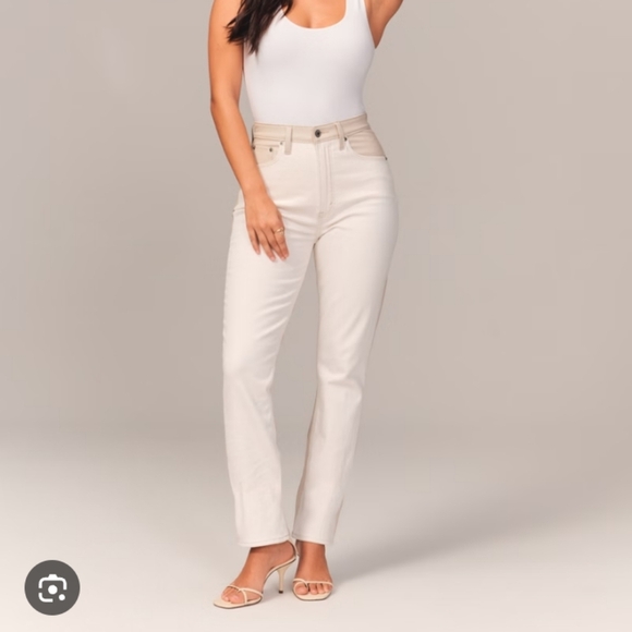 Abercrombie & Fitch Denim - Abercrombie & Fitch Slim Straight Ultra High Rise Mixed Fabric‎ Preppy Jean 0 XS